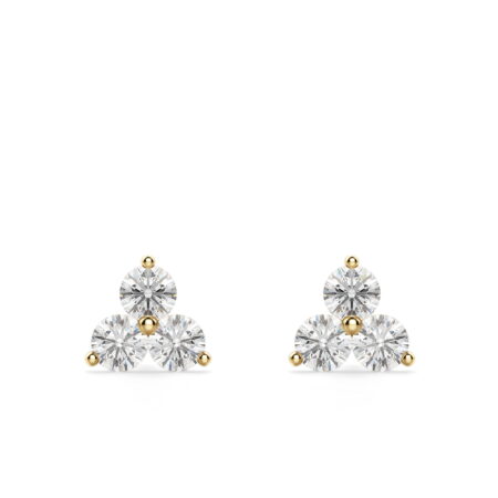 Three Stone Cluster Stud Earrings