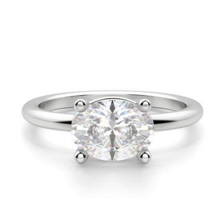East West Classic Basket Oval Cut Engagement Ring