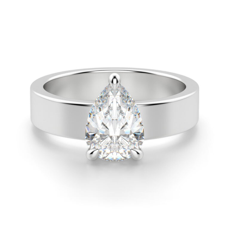 Basket Set Bold Pear Cut Engagement Ring