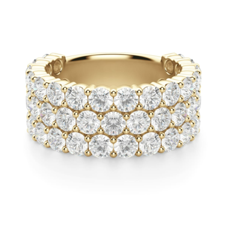 2.75 MM Round Cut Three Row Half Eternity Band