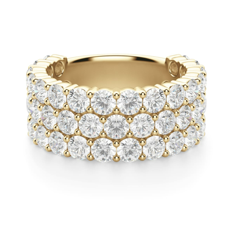 2.75 MM Round Cut Three Row Half Eternity Band