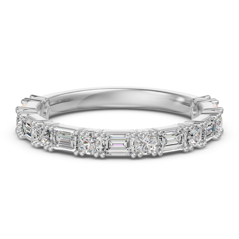 2.50 MM Round and Emerald Cut Half Eternity Band