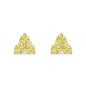 Three Stone Cluster Stud Earrings - Canary -