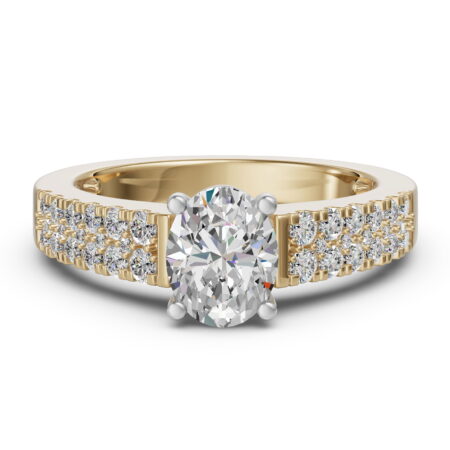 Accented Tapered 2-Row Oval Cut 1.00 ct Engagement Ring