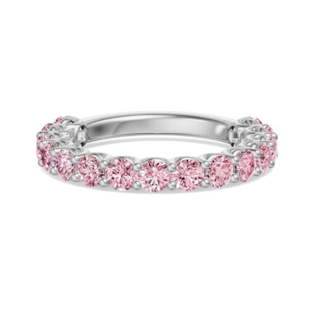 3.00 MM Round Cut Scallop Set Half Eternity Band - Rose -