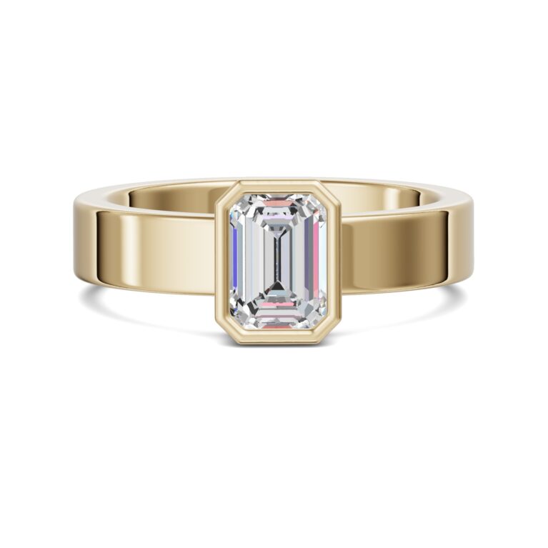 Bezel Bold Emerald Cut Engagement Ring