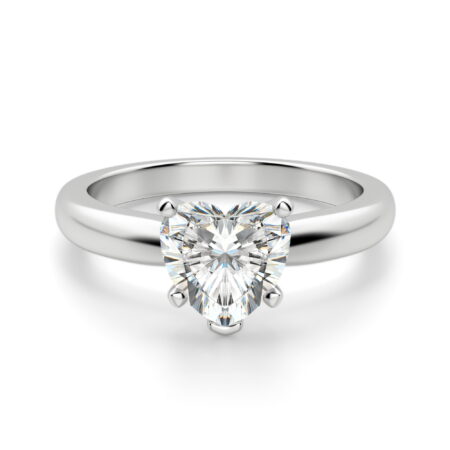Tapered Classic Solitaire Heart Cut Engagement Ring