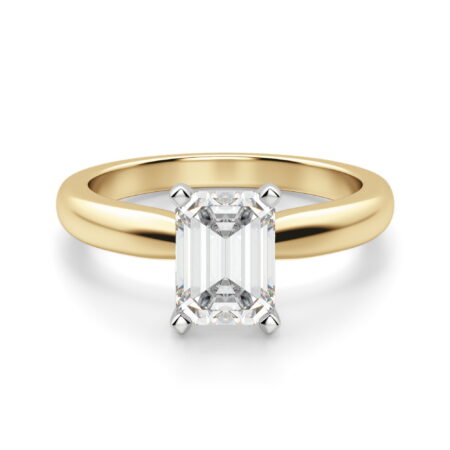 Tapered Classic Solitaire Emerald Cut Engagement Ring