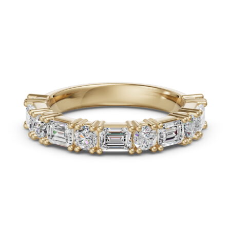 3.00 MM Round and Emerald Cut Half Eternity Band
