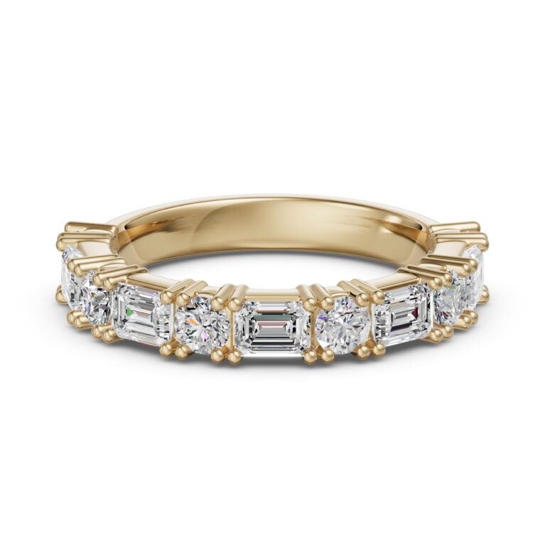 3.00 MM Round and Emerald Cut Half Eternity Band