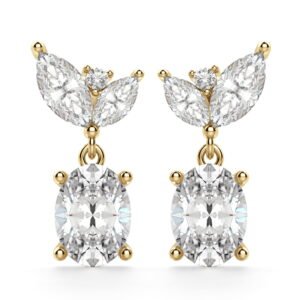 Camellia Oval Cut Drop Earrings