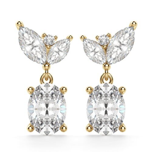 Camellia Oval Cut Drop Earrings