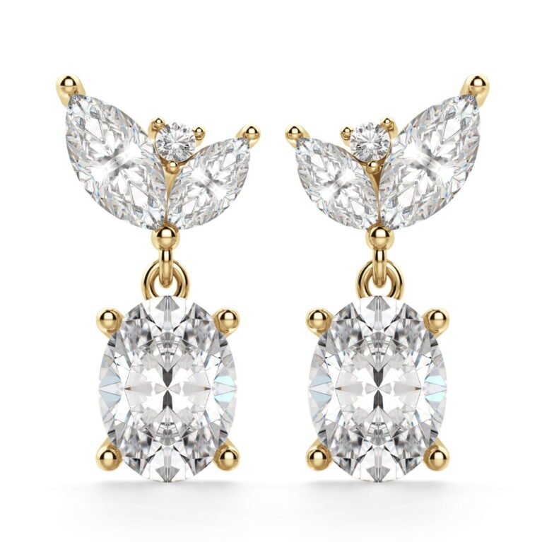 Camellia Oval Cut Drop Earrings
