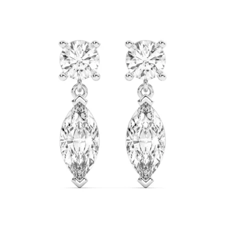 Leto Round Marquise Cut Drop Earrings