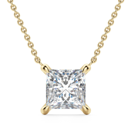 Claw Prong Necklace Princess Cut