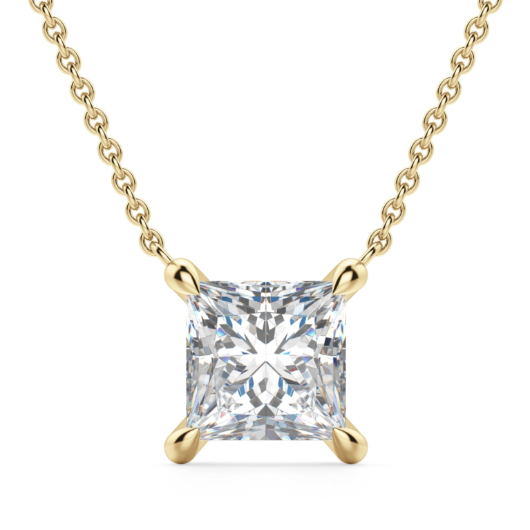 Claw Prong Necklace Princess Cut