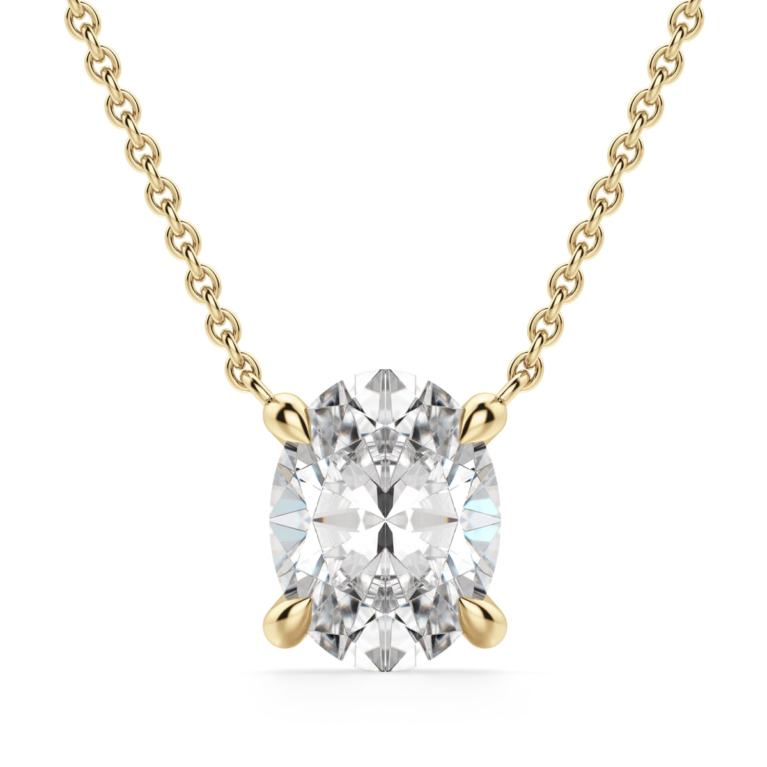 Claw Prong Necklace Oval Cut Cut