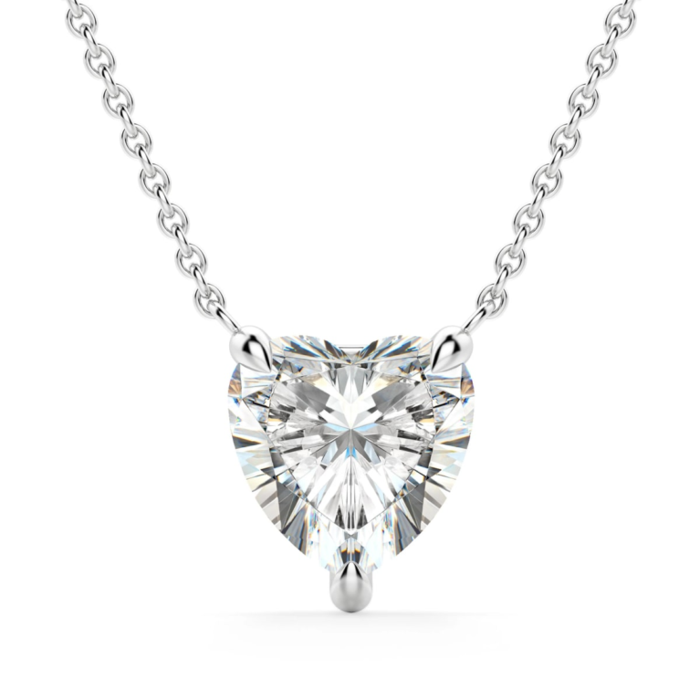 Claw Prong Necklace Heart Cut
