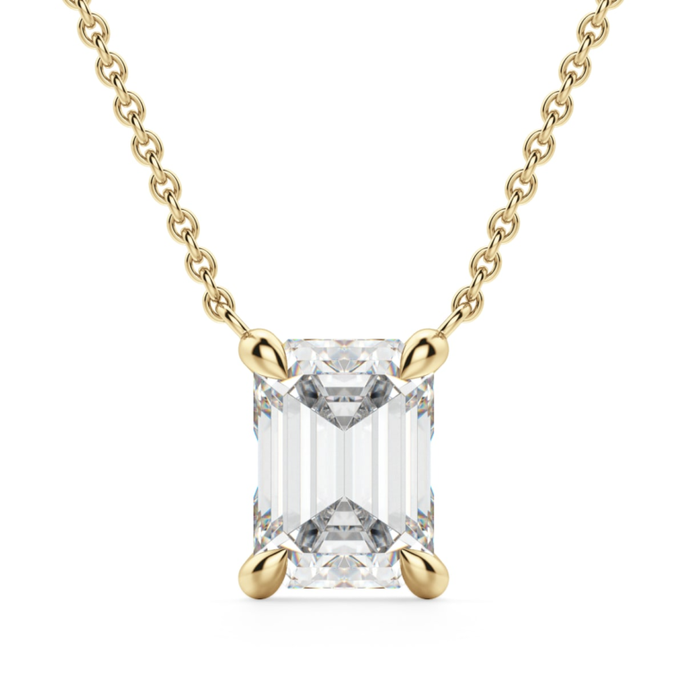 Claw Prong Necklace Emerald Cut