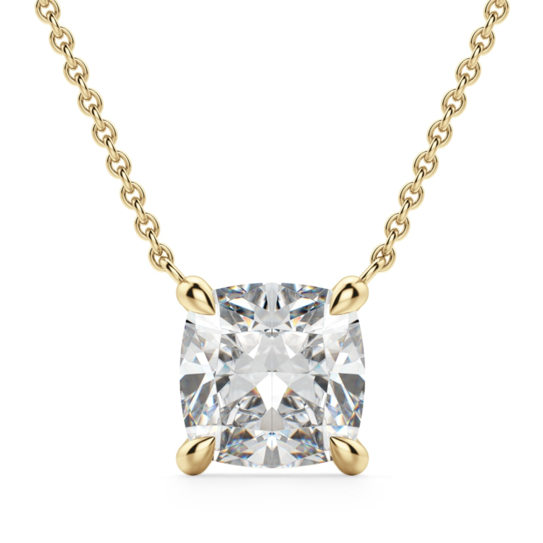 Claw Prong Necklace Cushion Cut