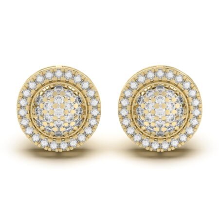 Men's Pave Set Round Stud Earrings