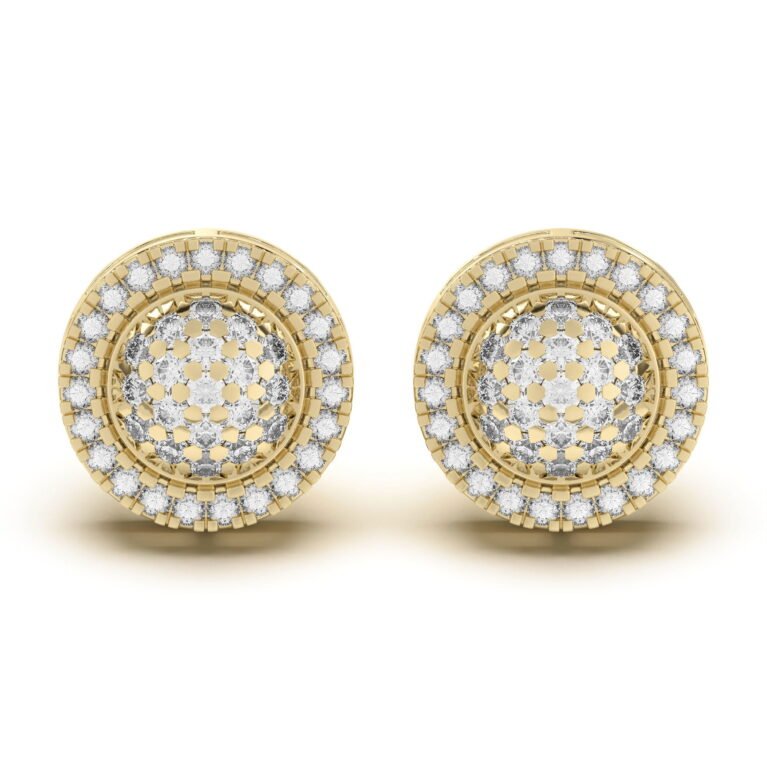 Men's Pave Set Round Stud Earrings