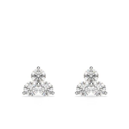Three Stone Cluster Stud Earrings