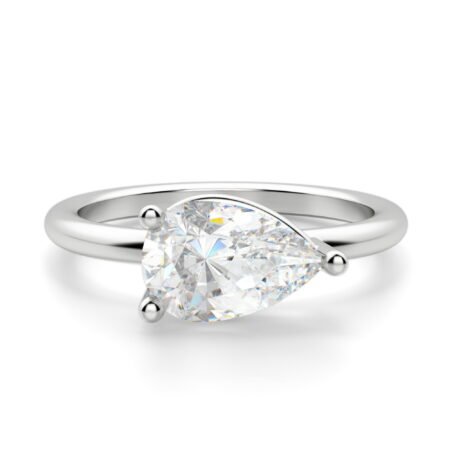 East West Classic Basket Pear Cut Engagement Ring