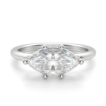 East West Classic Basket Marquise Cut Engagement Ring
