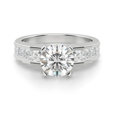 Cinderella Staircase Round Cut Engagement Ring