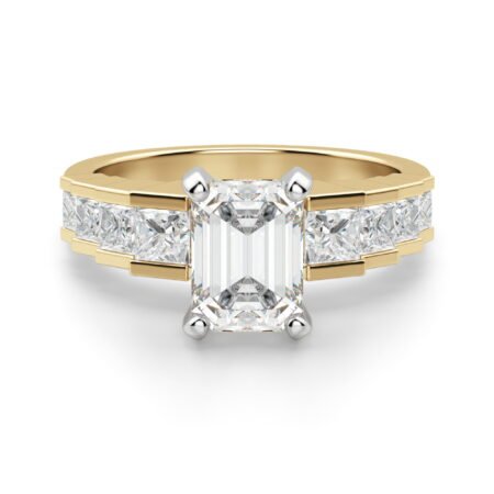 Cinderella Staircase Emerald Cut Engagement Ring