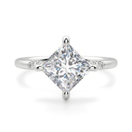 Kite Set Accented Princess Cut Engagement Ring