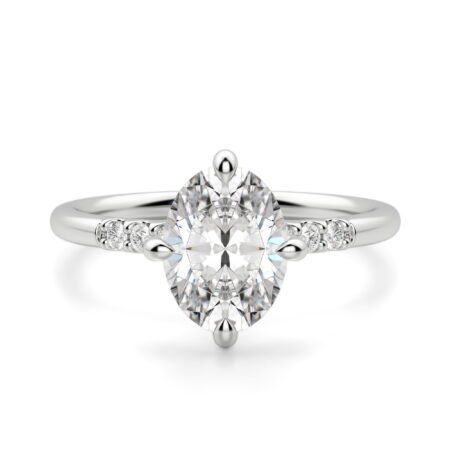 Kite Set Accented Oval Cut Engagement Ring