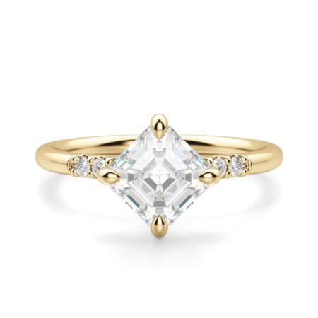 Kite Set Accented Asscher Cut Engagement Ring