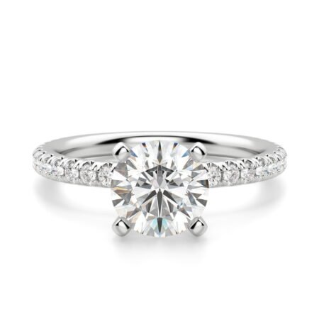 Petite Accented Round Cut Engagement Ring