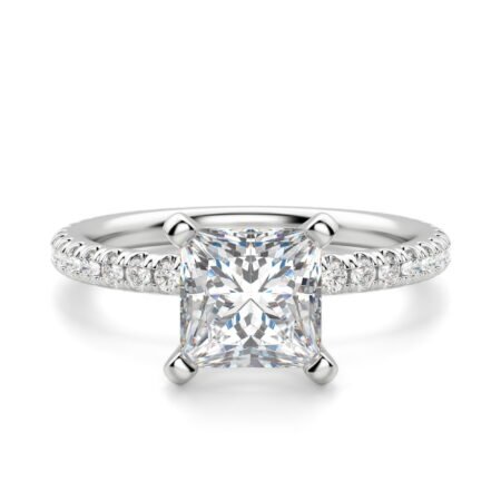 Petite Accented Princess Cut Engagement Ring
