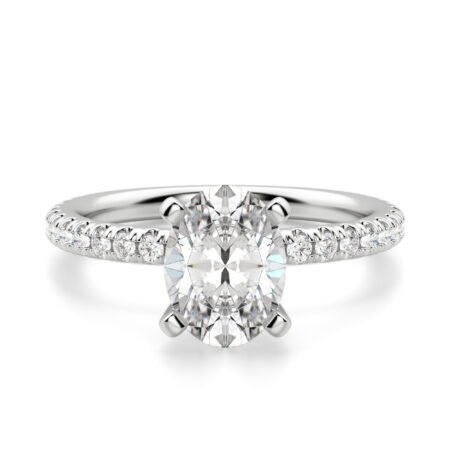 Petite Accented Oval Cut Engagement Ring