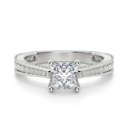 Sage Accented Princess Cut Engagement Ring