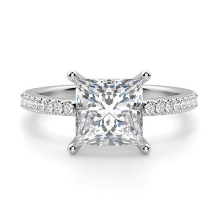 Basket Set Accented Princess Cut Engagement Ring
