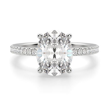 Basket Set Accented Oval Cut Engagement Ring