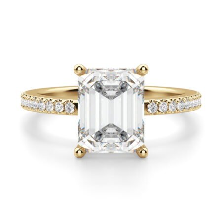 Basket Set Accented Emerald Cut Engagement Ring
