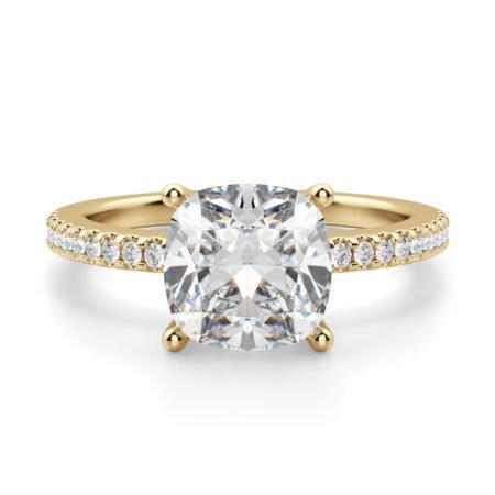 Basket Set Accented Cushion Cut Engagement Ring