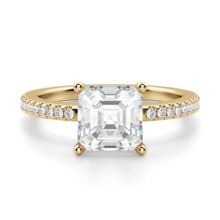 Basket Set Accented Asscher Cut Engagement Ring