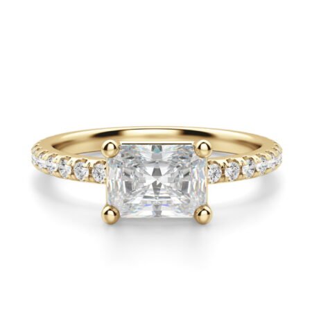 East-West Accented Basket Radiant Cut Engagement Ring