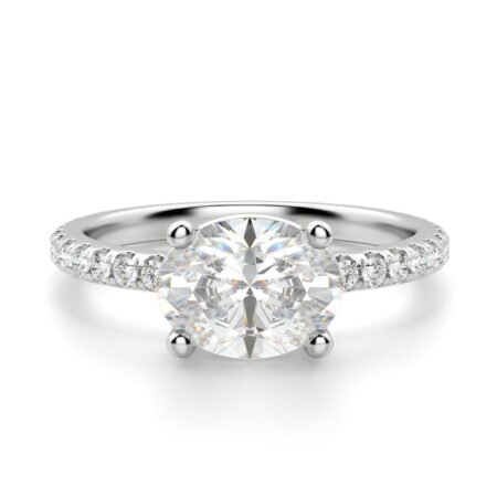 East-West Accented Basket Oval Cut Engagement Ring