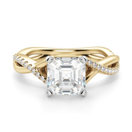 Twisted Accented Asscher Cut Engagement Ring