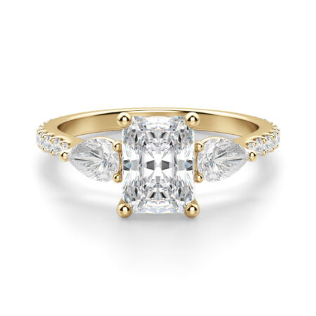 Pear Side Stone Accented Radiant Cut Engagement Ring