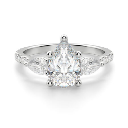 Pear Side Stone Accented Pear Cut Engagement Ring