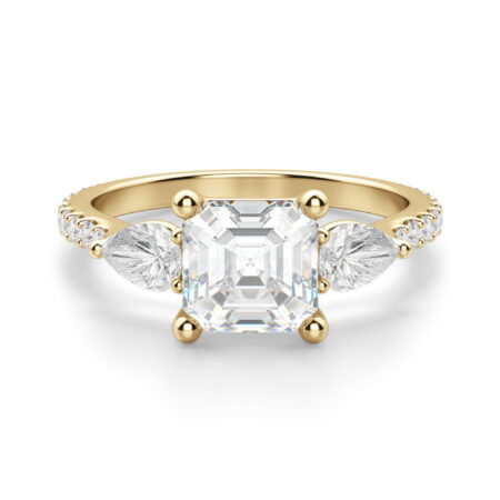 Pear Side Stone Accented Asscher Cut Engagement Ring
