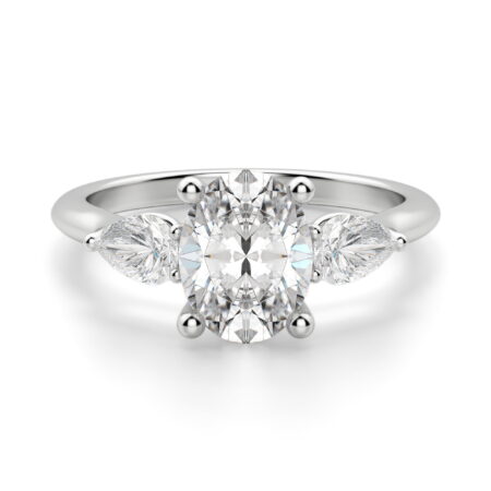 Pear Side Stone Classic Oval Cut Engagement Ring